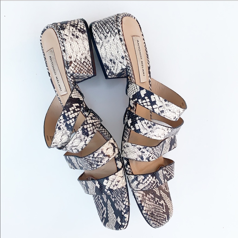 Antonio Melani Snake Python Strappy Mules Sandals - image 4